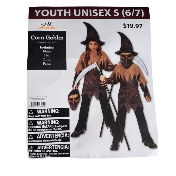 NWT Corn Goblin Way To Celebrate Halloween Costume Youth Unisex Size S (6/7) - Picture 16 of 16